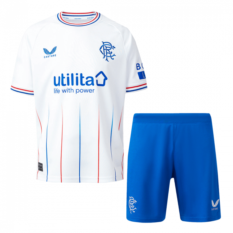 Glasgow Rangers 2023/24 Away White Kids Kit