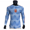 Spain 2022 Away Blue Player Version Long Sleeve Jersey