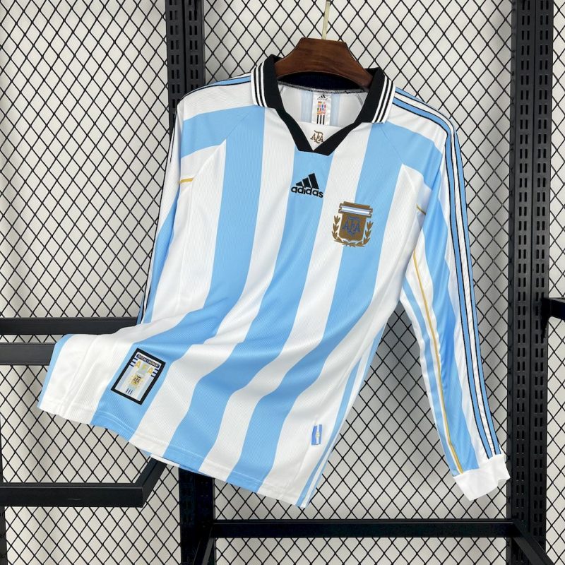 Argentine maillot foot 1998 Long Sleeve Retro Jersey