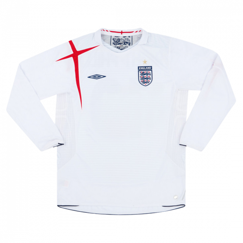 England 2006 Home White Long Sleeve Retro Jersey