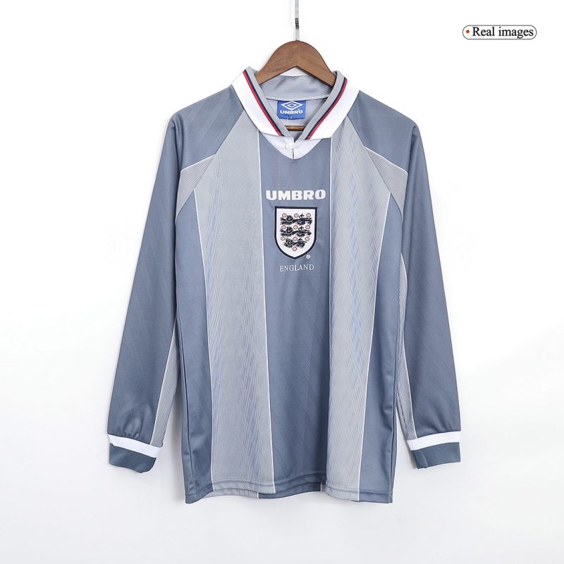 England 1996 Away Grey Long Sleeve Retro Jersey