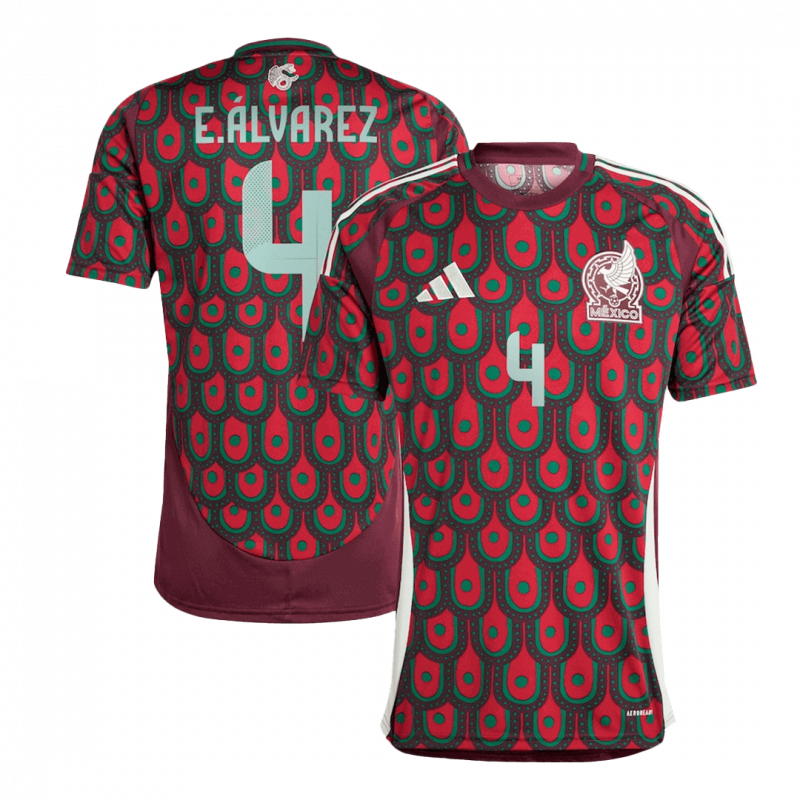 E.ALVAREZ #4 Mexico 2024 Home Red Jersey