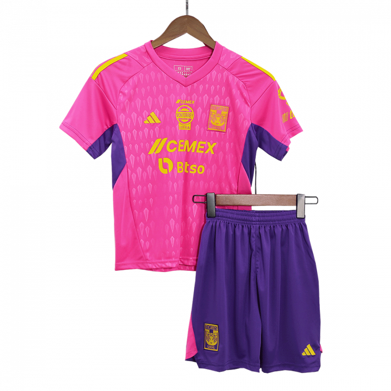 Tigres UANL 2023/24 Goalkeeper Pink Goalkeeper Kids Kit