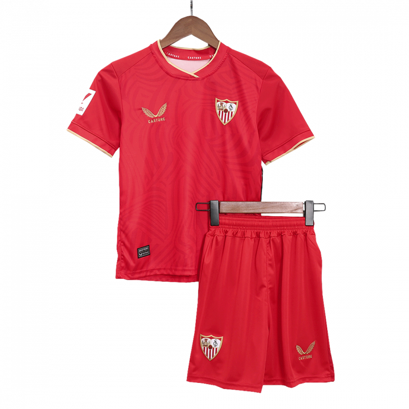 Sevilla 2023/24 Away Red Kids Kit