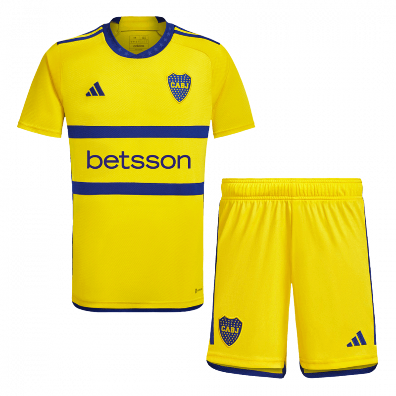 Boca Juniors 2023/24 Away Yellow Kids Kit