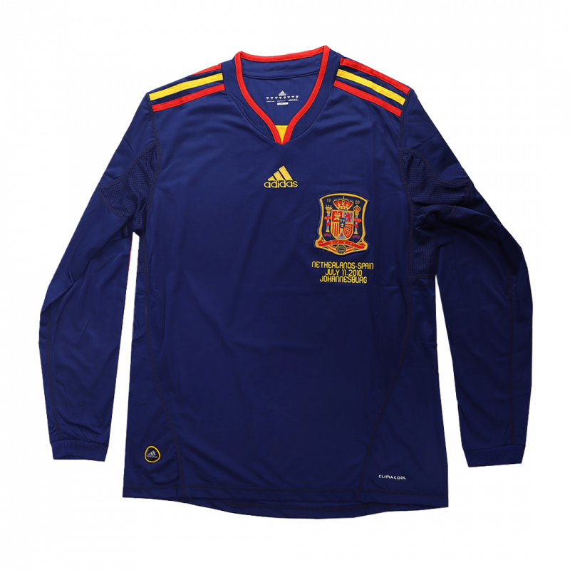 Spain 2010 Away Blue Long Sleeve Retro Jersey