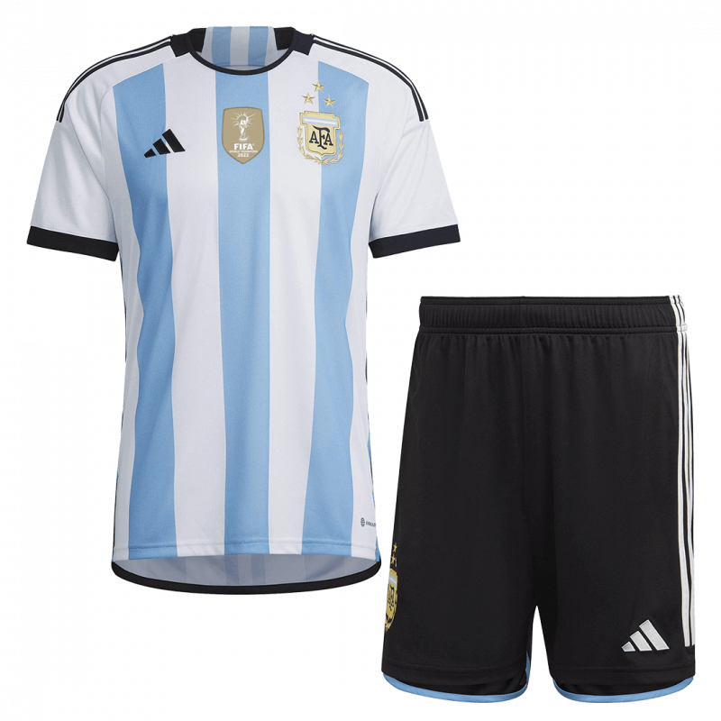 Argentina 2022 Home White Three Stars Kids Kit