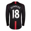 SCHOLES #18 Manchester United 2007/08 Away Black Long Sleeve Retro Jersey