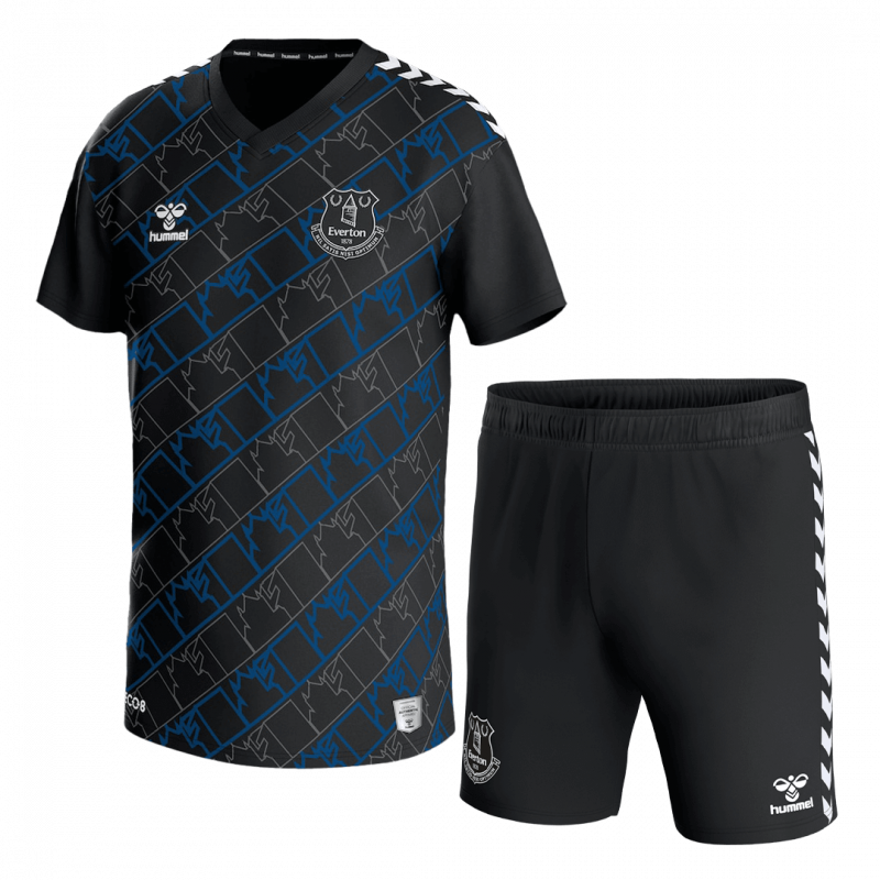 Everton 2023/24 Goalkeeper Black Goalkeeper Kids Kit