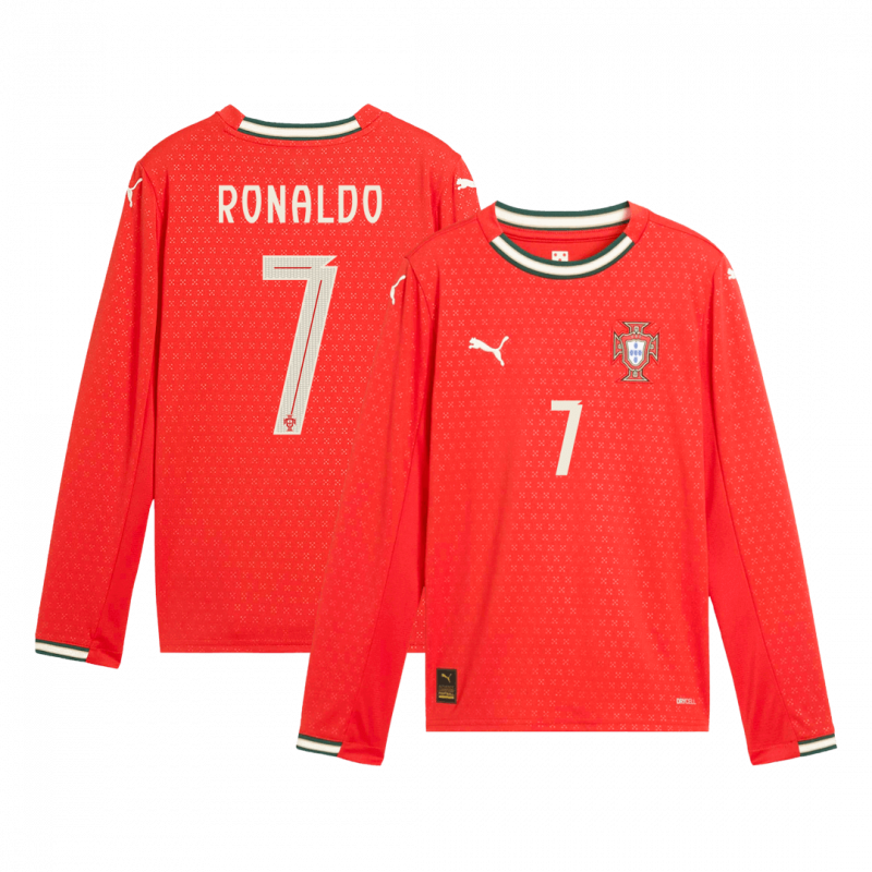 RONALDO #7 Portugal 2025 Home Red Long Sleeve Jersey