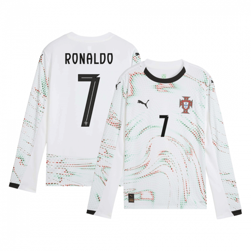 RONALDO #7 Portugal 2025 Away White Long Sleeve Jersey