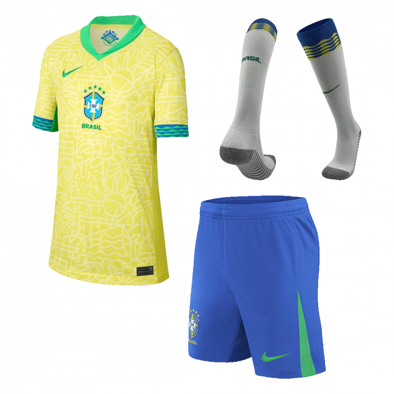 Brazil 2024 Home Yellow Kids Kit