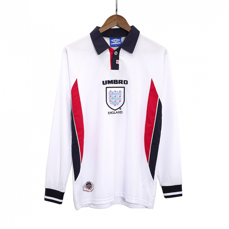England 1998 Home White Long Sleeve Retro Jersey