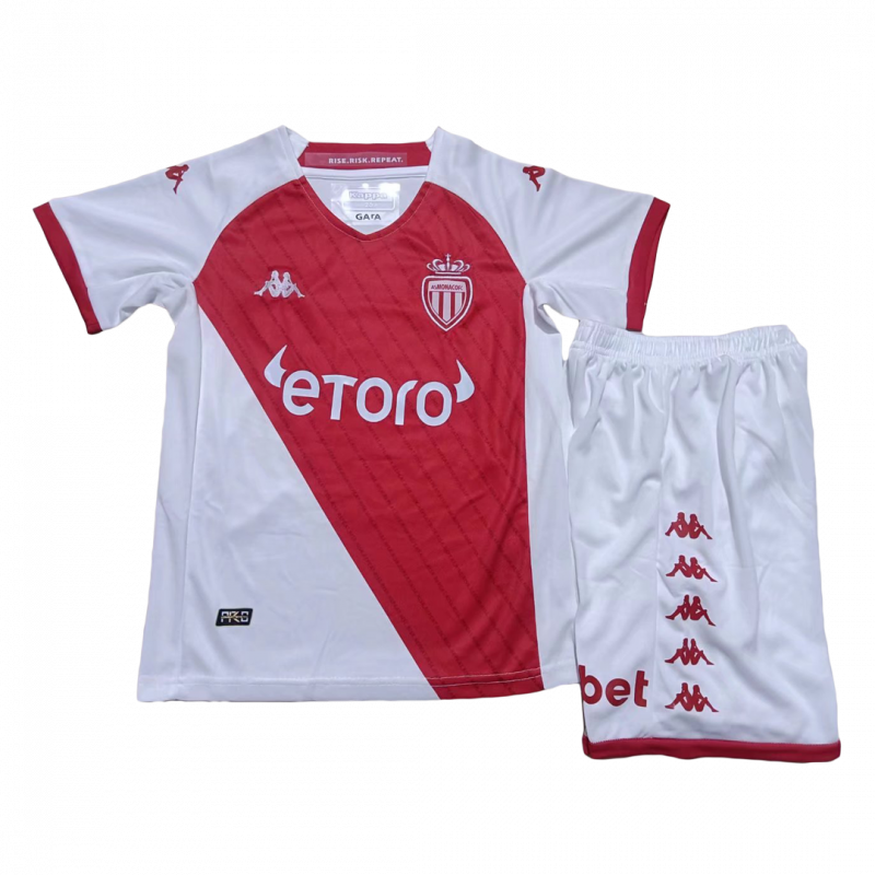 AS Monaco FC 2022/23 Home White Kids Kit
