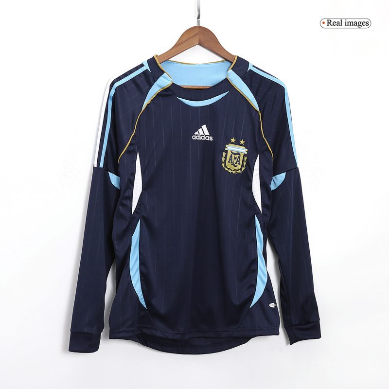 Argentina 2006 Away Blue Long Sleeve Retro Jersey
