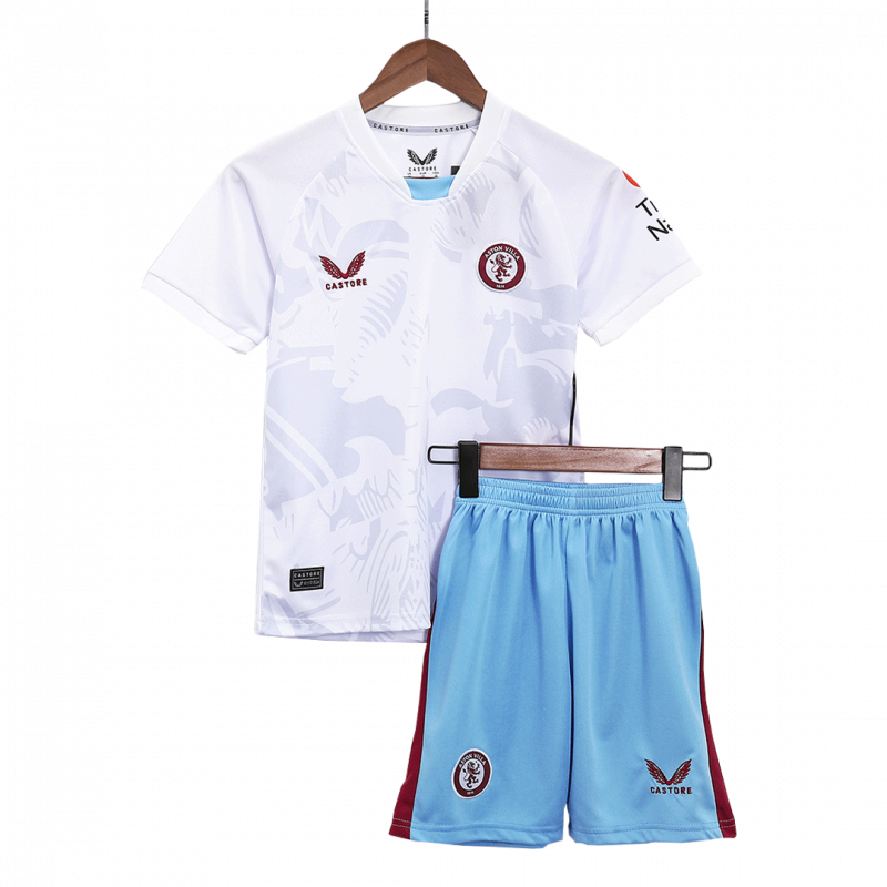 Aston Villa 2023/24 Away White Kids Kit