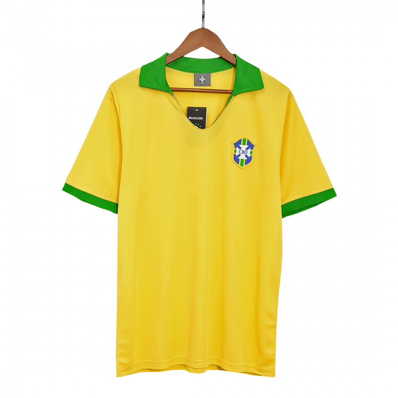 Brazil 1957 Home Yellow Retro Jersey