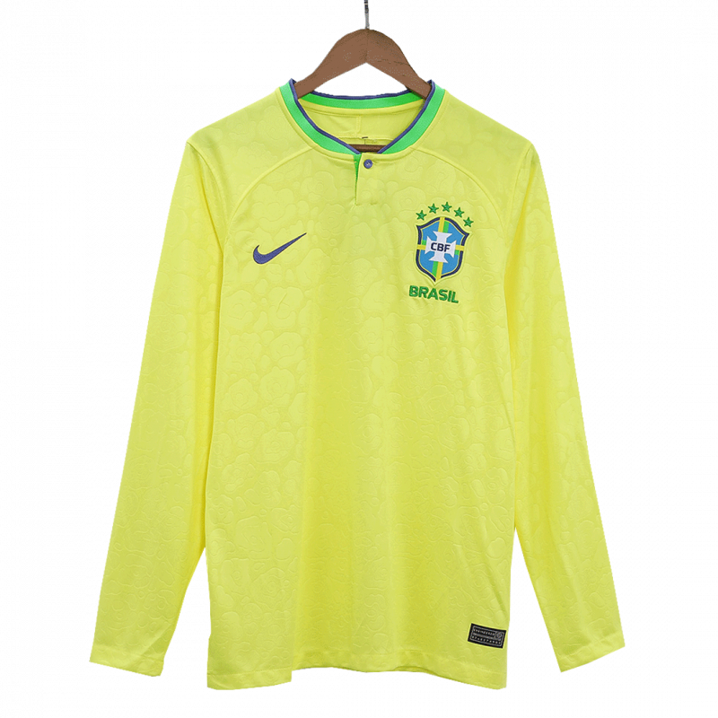 Brazil 2022 Home Yellow Long Sleeve Jersey