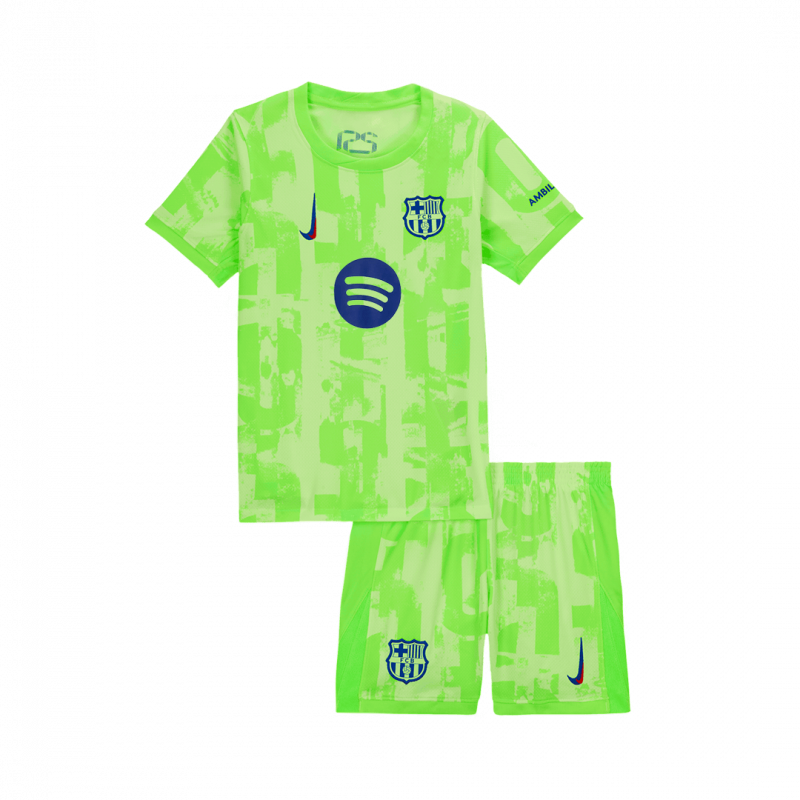 Barcelona 2024/25 Third Green Spotify Logo Without Text UCL Kids Kit