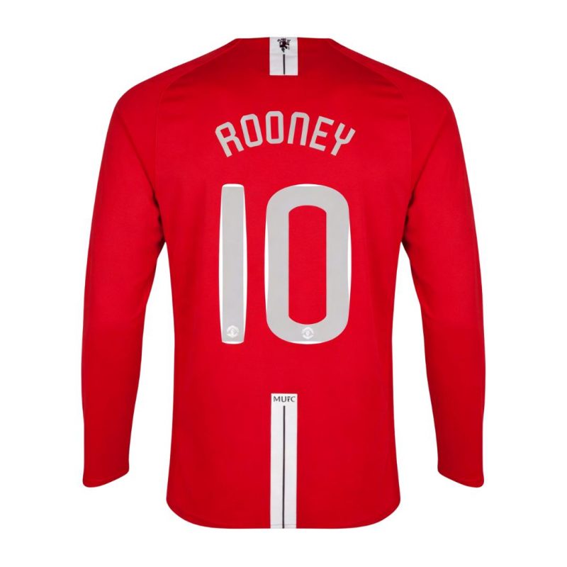 ROONEY #10 Manchester United 2007/08 Home Red Long Sleeve UCL Retro Jersey