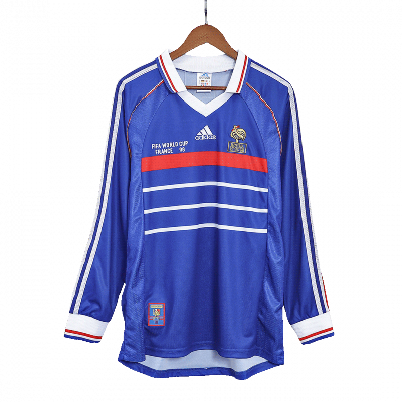 France 1998 Home Blue Long Sleeve Retro Jersey