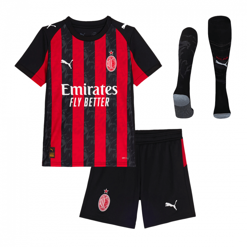 AC Milan 2025/26 Home Black Kids Kit