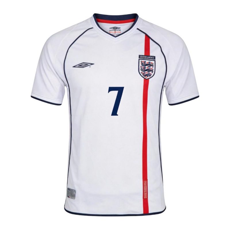 BECKHAM #7 England 2002 Home White Retro Jersey