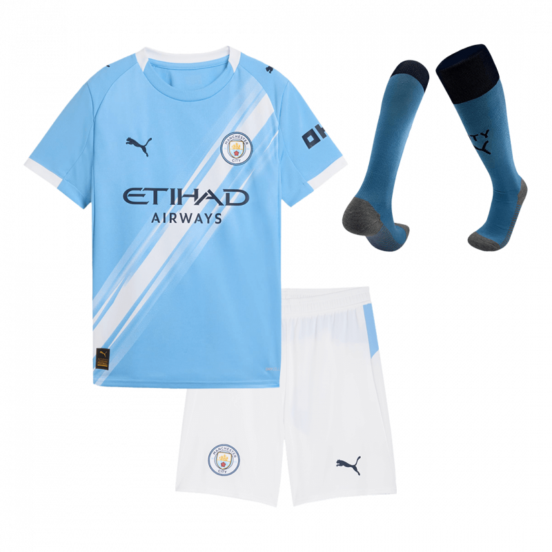 Manchester City 2025/26 Home Blue Kids Kit