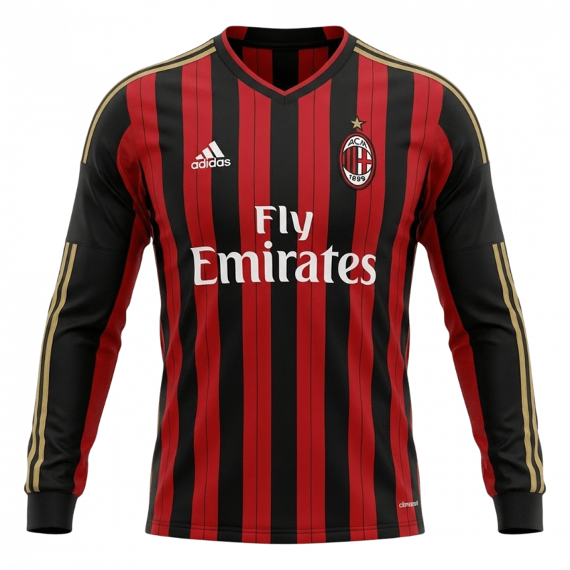 AC Milan 2013/14 Home Black Long Sleeve Retro Jersey