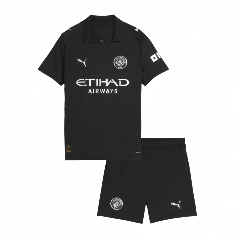 Manchester City 2025/26 Away Black Kids Kit