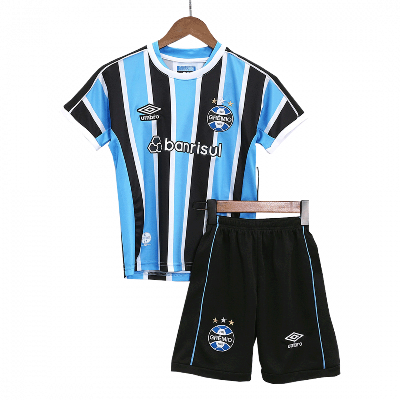 Gremio FBPA 2023/24 Home Black Kids Kit