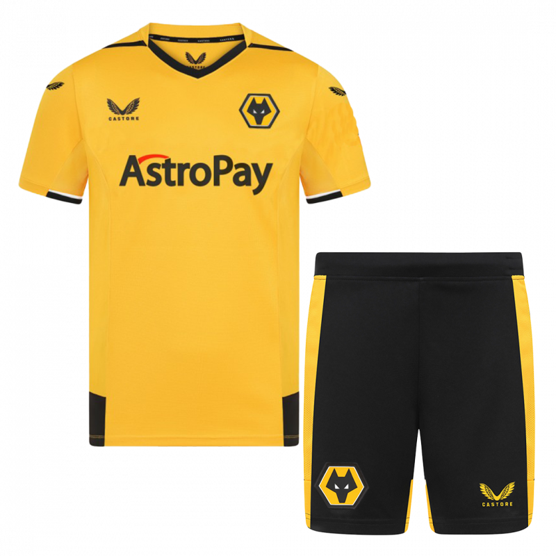Wolverhampton Wanderers 2022/23 Home Yellow Kids Kit