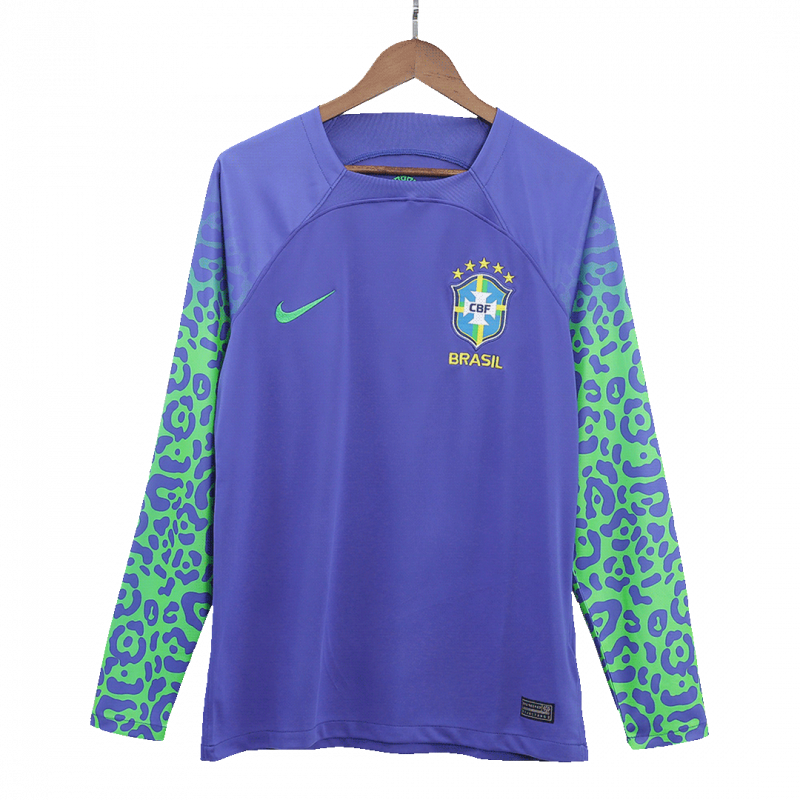 Brazil 2022 Away Blue Long Sleeve Jersey