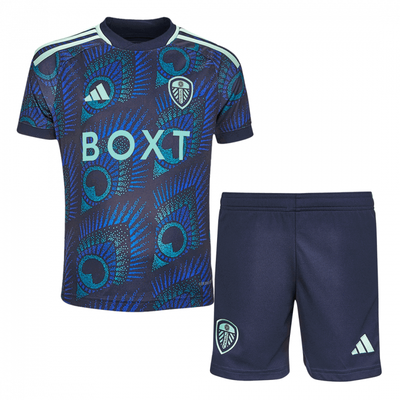 Leeds United 2023/24 Away Blue Kids Kit