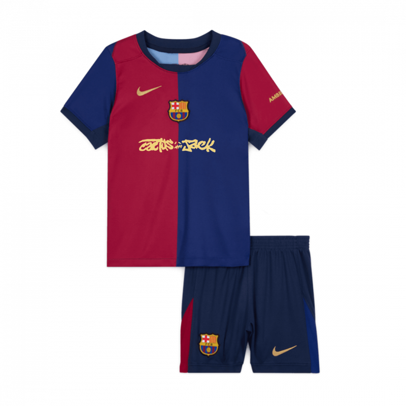 Barcelona 2024/25 Home Blue Travis Scott Kids Kit