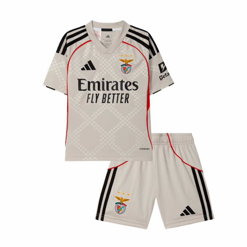 Benfica 2025/26 Away Beige Kids Kit