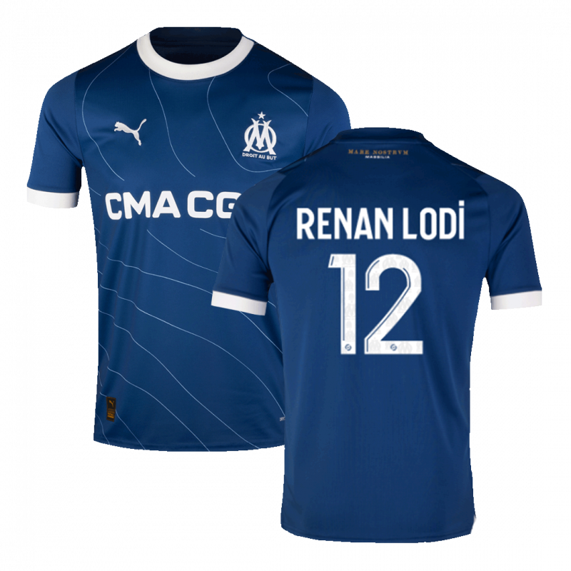 RENAN LODI #12 Marseille 2023/24 Away Blue Jersey